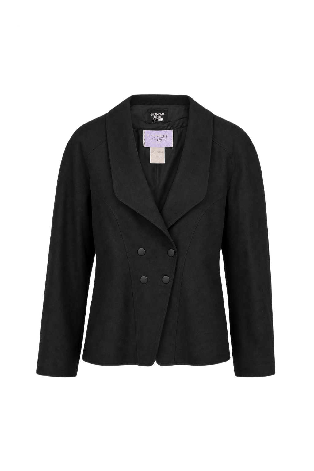 1990s Black Wool Blend Blazer - Front View