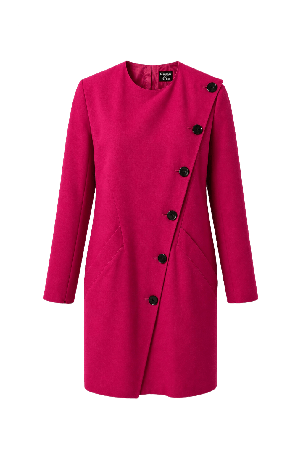 1980s Magenta Synthetic Dress - Front View