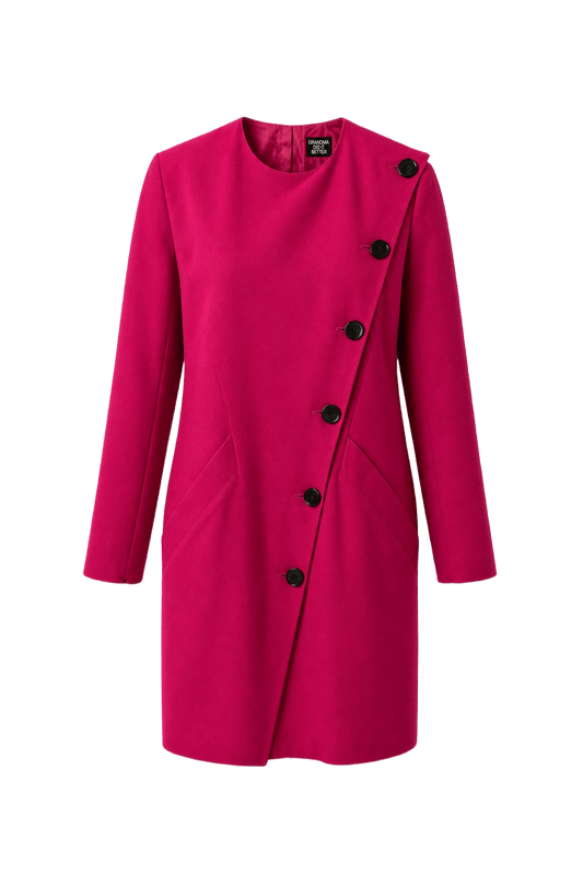 1980s Magenta Synthetic Dress - Front View
