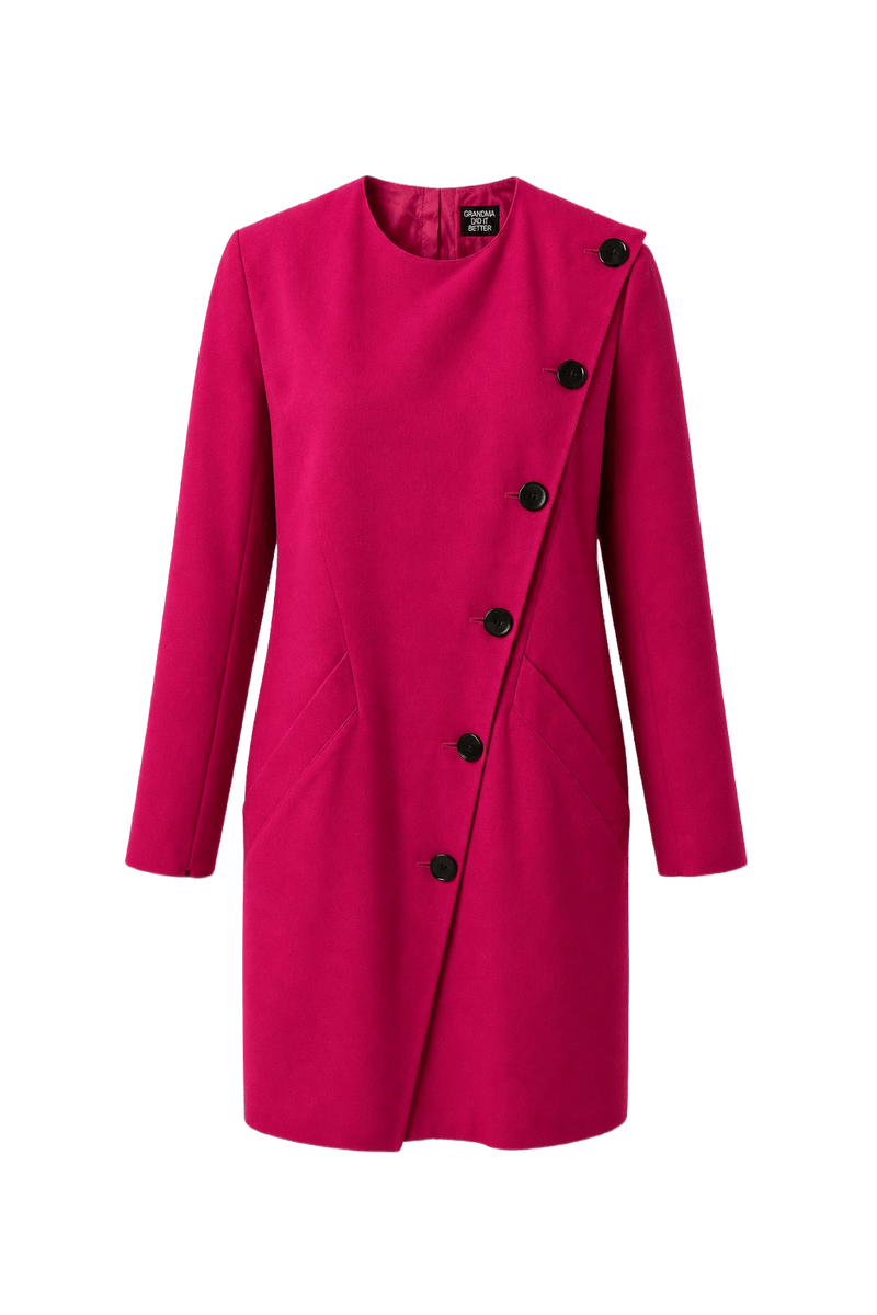 1980s Magenta Synthetic Dress - Front View