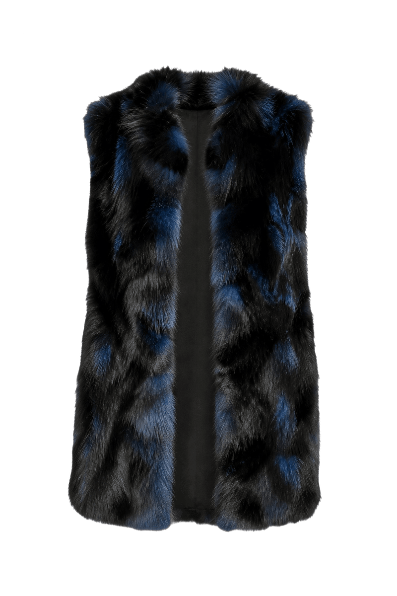 1990s Black Fur Vest - Front View