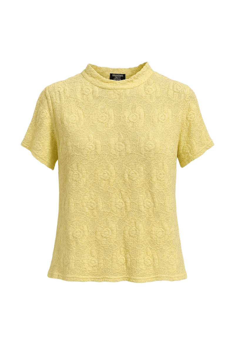 1970s Pale Yellow Lace Blouse - Front View