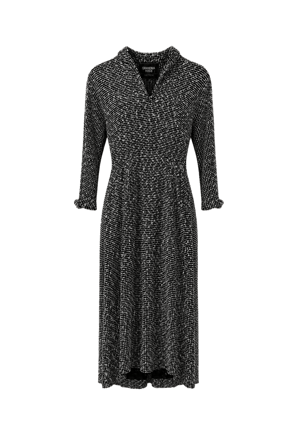 1990s Black Polyester Blend Dress - Front View