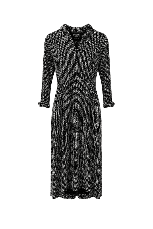 1990s Black Polyester Blend Dress - Front View