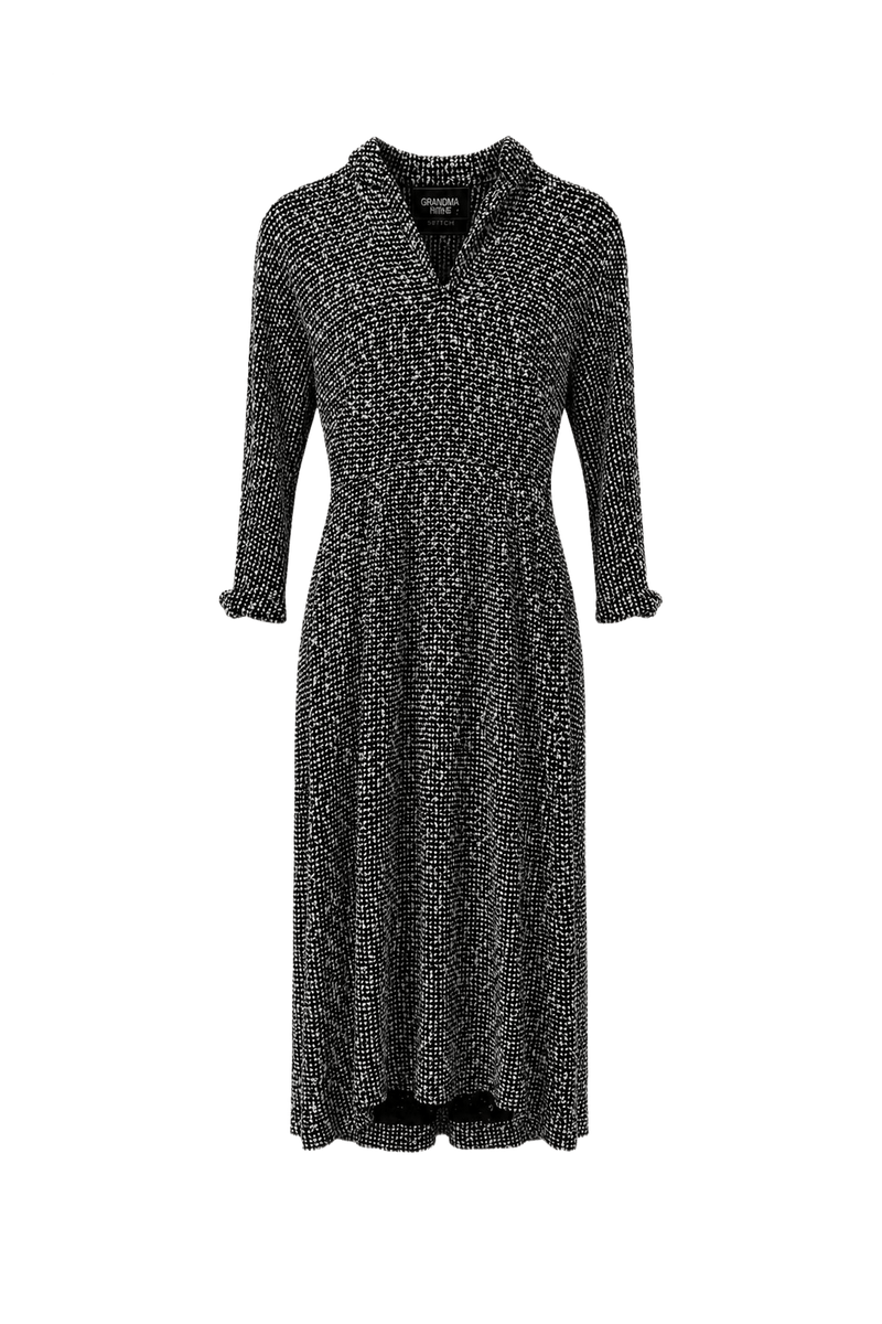 1990s Black Polyester Blend Dress - Front View