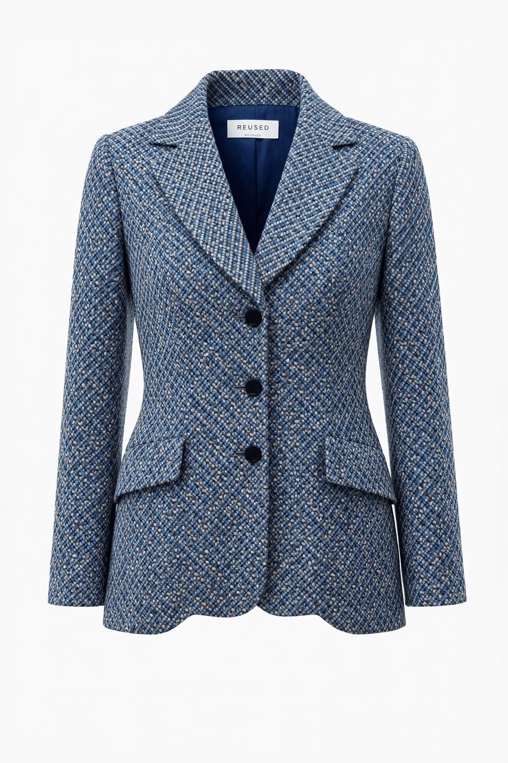1980s Blue Wool Blazer - Front View