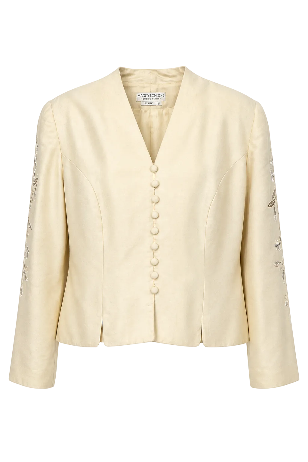 1990s Cream Silk Jacket - Front View