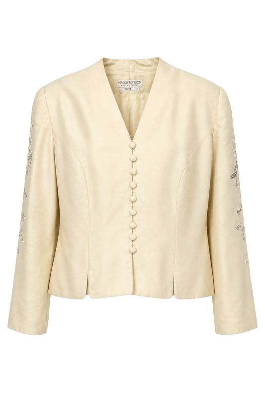 1990s Cream Silk Jacket - Front View
