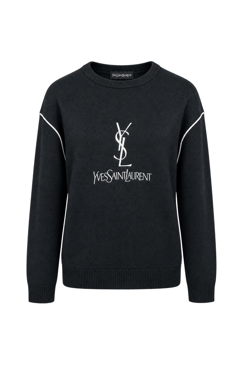 1990s Black Wool Sweater - Front View