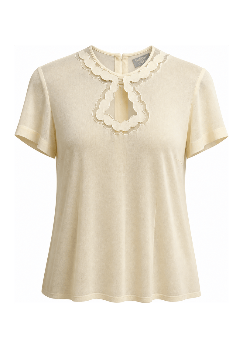 1940s Cream Silk Blouse - Front View
