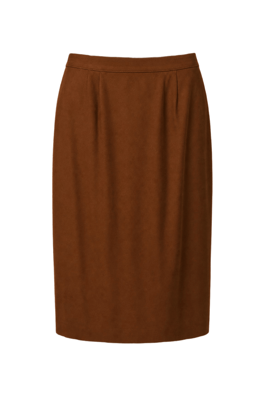 1980s Rust Polyester Skirt - Front View