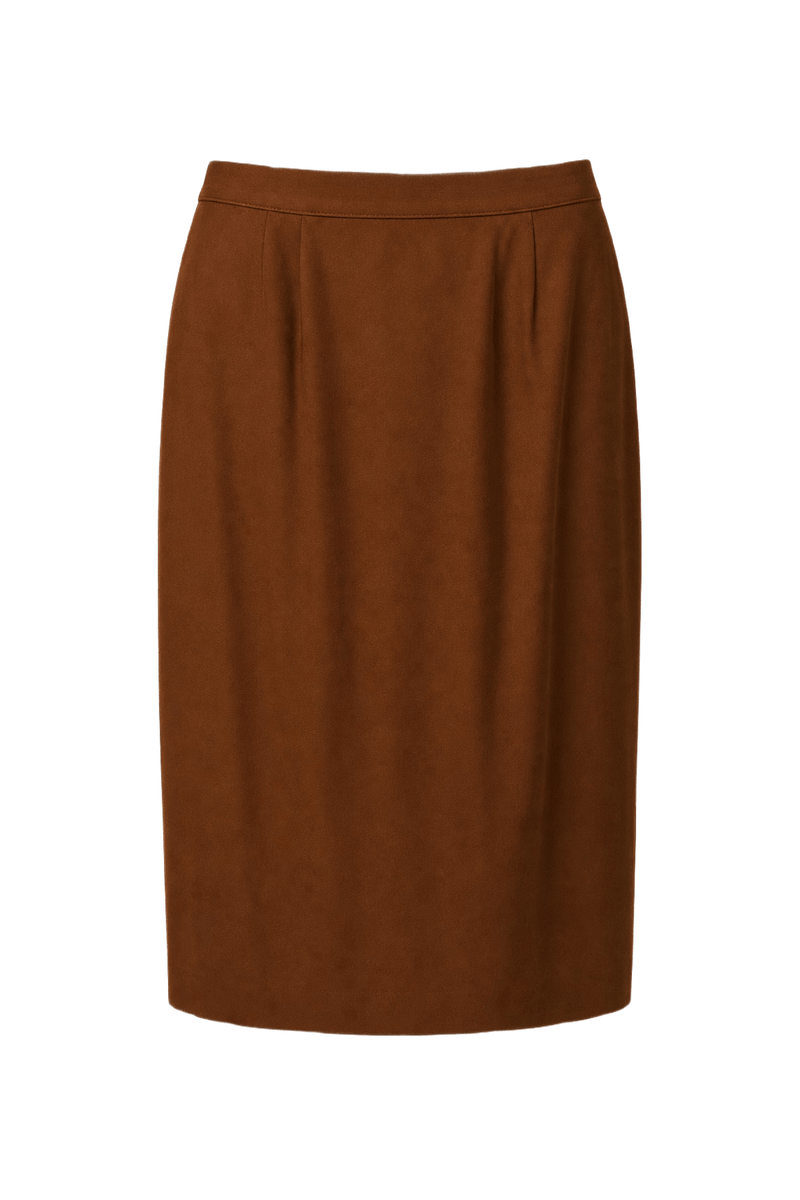 1980s Rust Polyester Skirt - Front View
