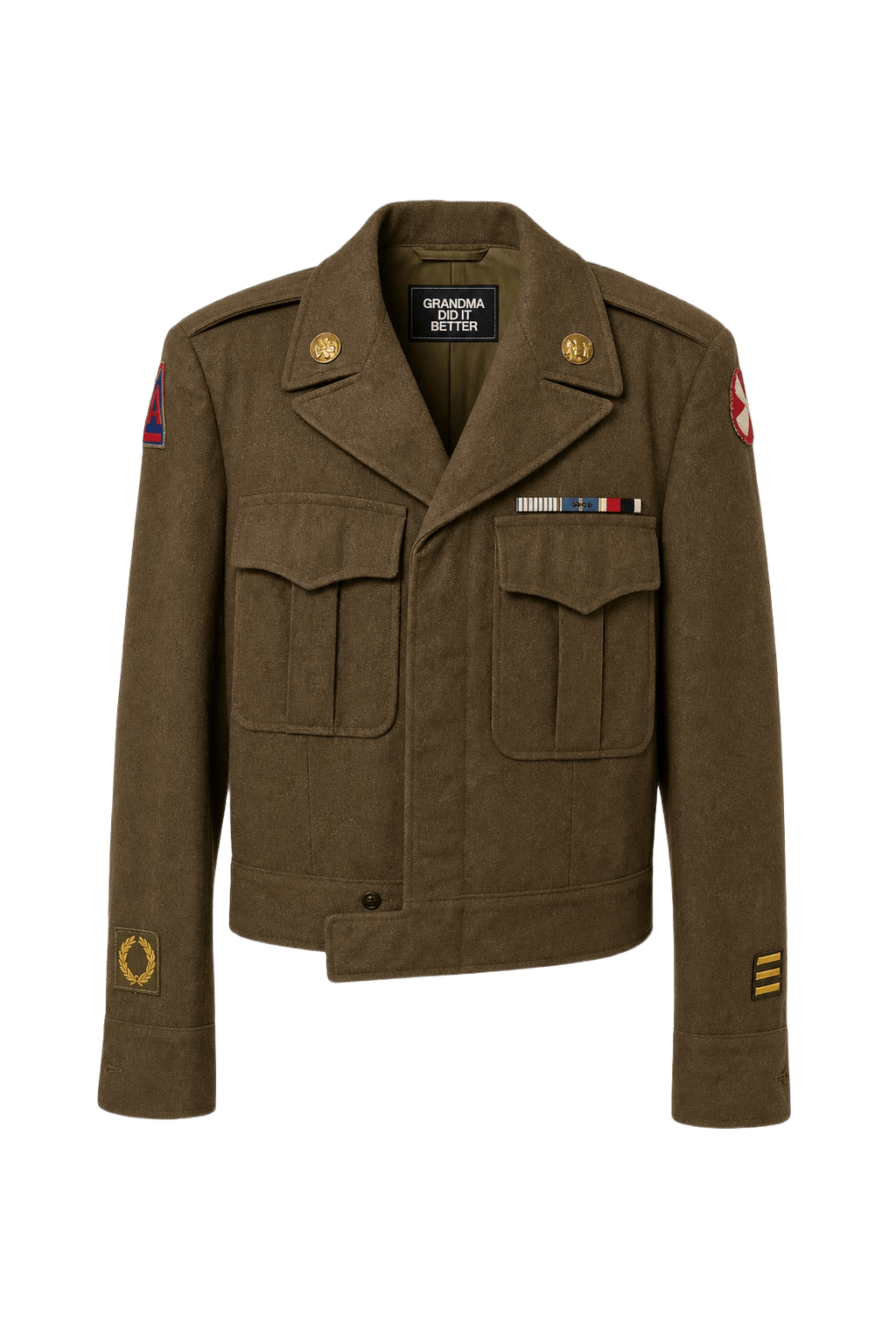 1940s Olive Green Wool Jacket - Front View