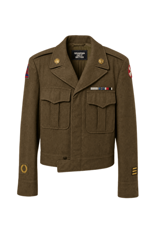 1940s Olive Green Wool Jacket - Front View