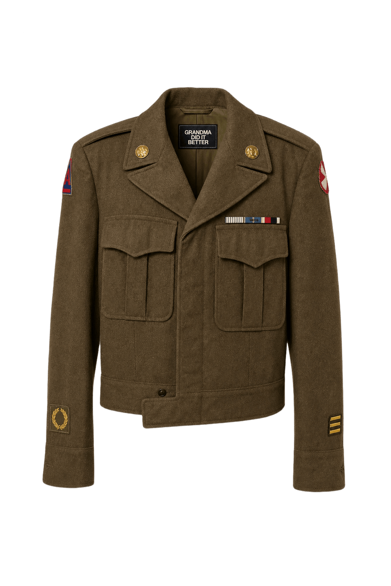 1940s Olive Green Wool Jacket - Front View