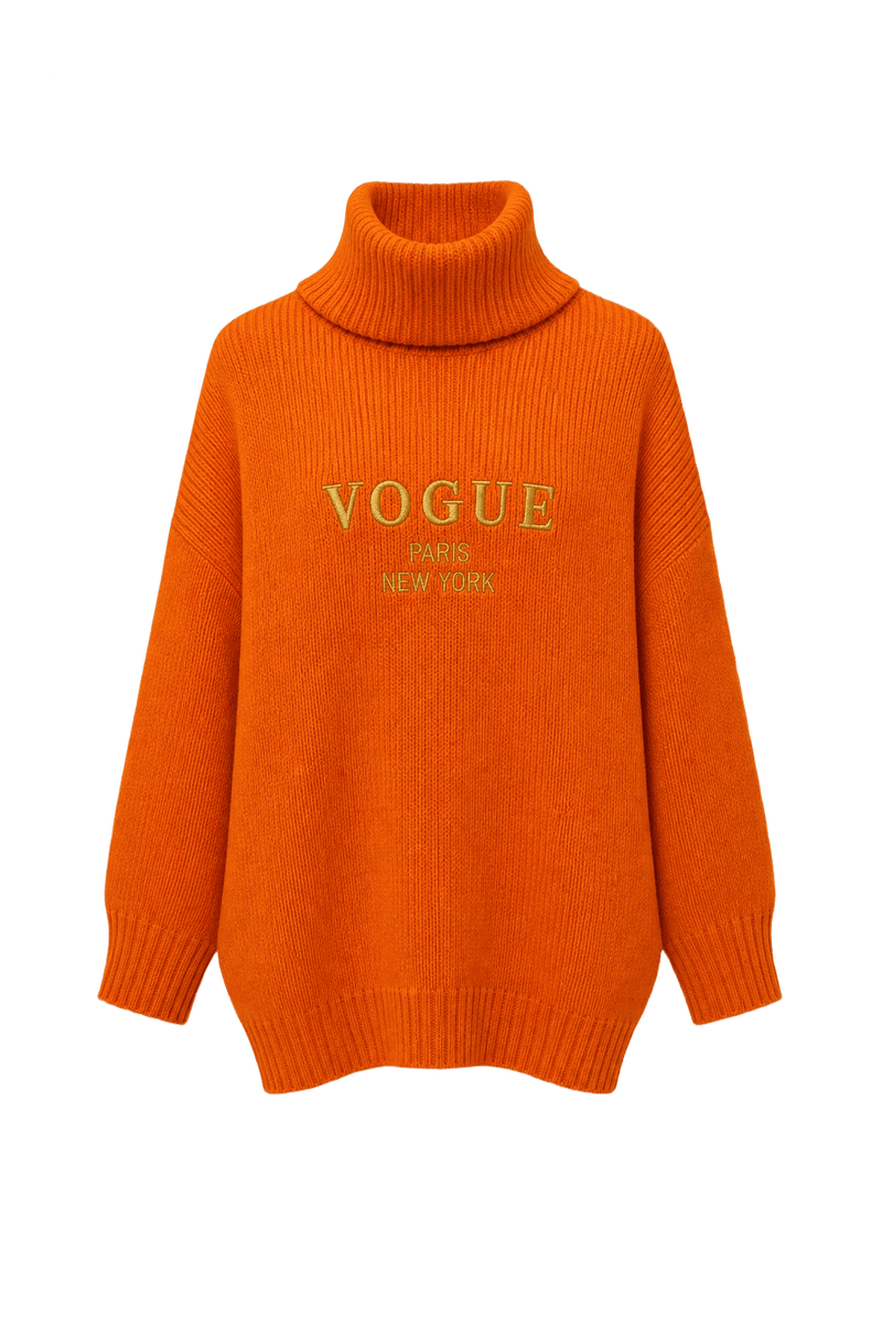 1990s Orange Wool Blend Sweater - Front View