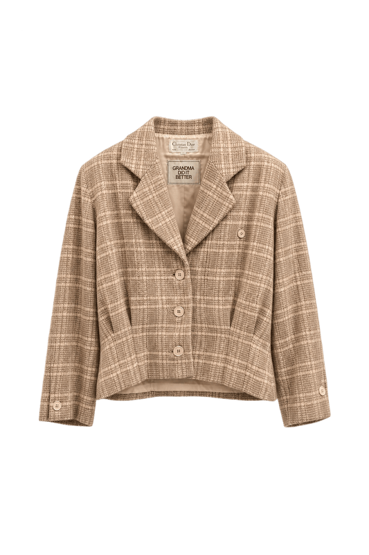 1980s Beige Wool Blazer - Front View