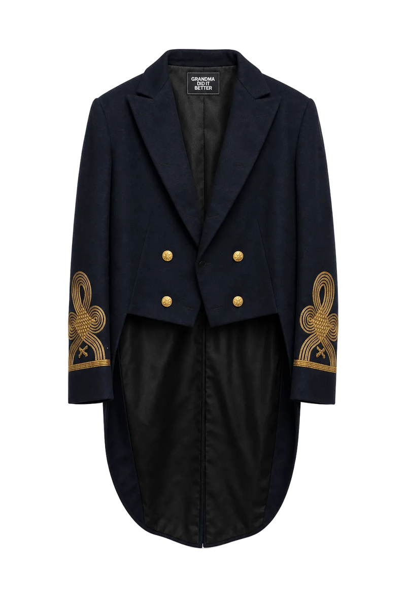 1920s Navy Blue Wool Jacket - Front View