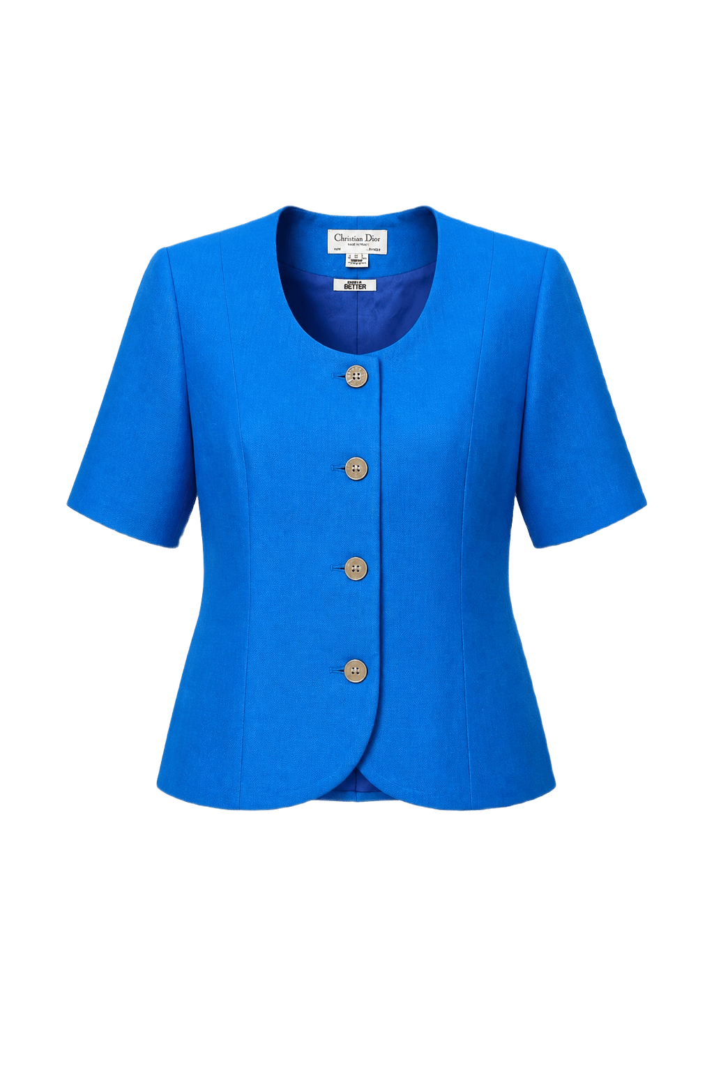 1980s Royal Blue Wool Blazer - Front View