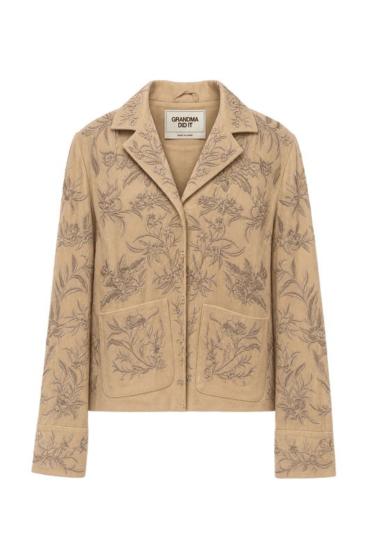 1990s Beige Polyester Blend Jacket - Front View