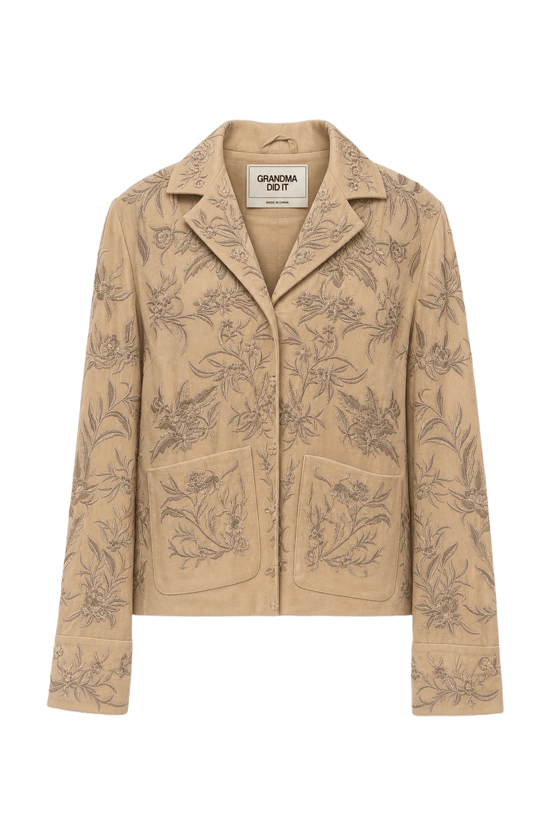 1990s Beige Polyester Blend Jacket - Front View