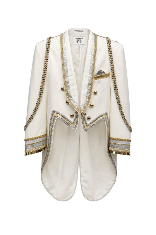 1980s Cream White Polyester Jacket - Front View