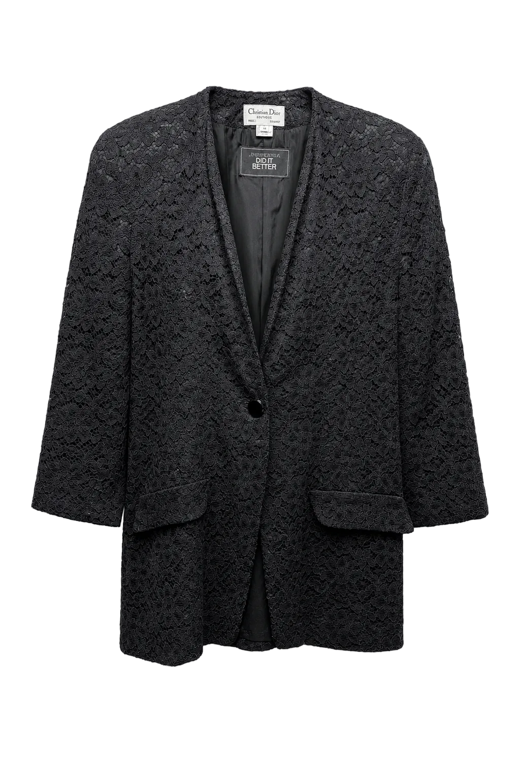 1990s Black Rayon Blend Jacket - Front View