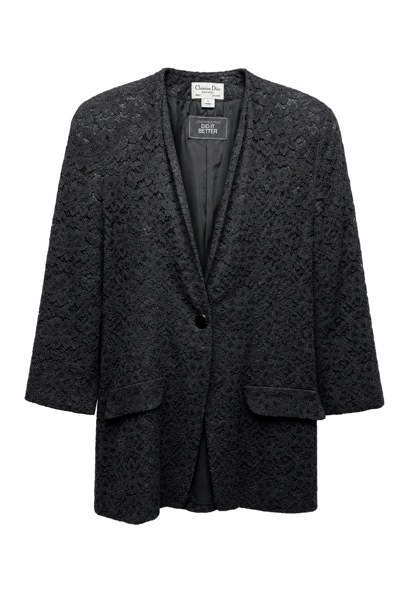 1990s Black Rayon Blend Jacket - Front View