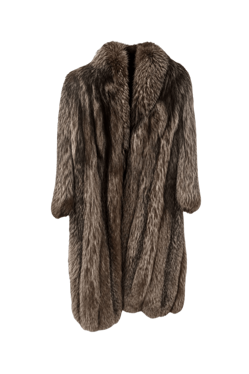 1990s Natural Brown Fur Coat - Front View