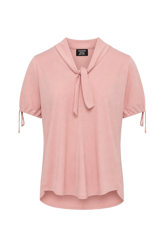 1970s Pastel Pink Polyester Blend Blouse - Front View