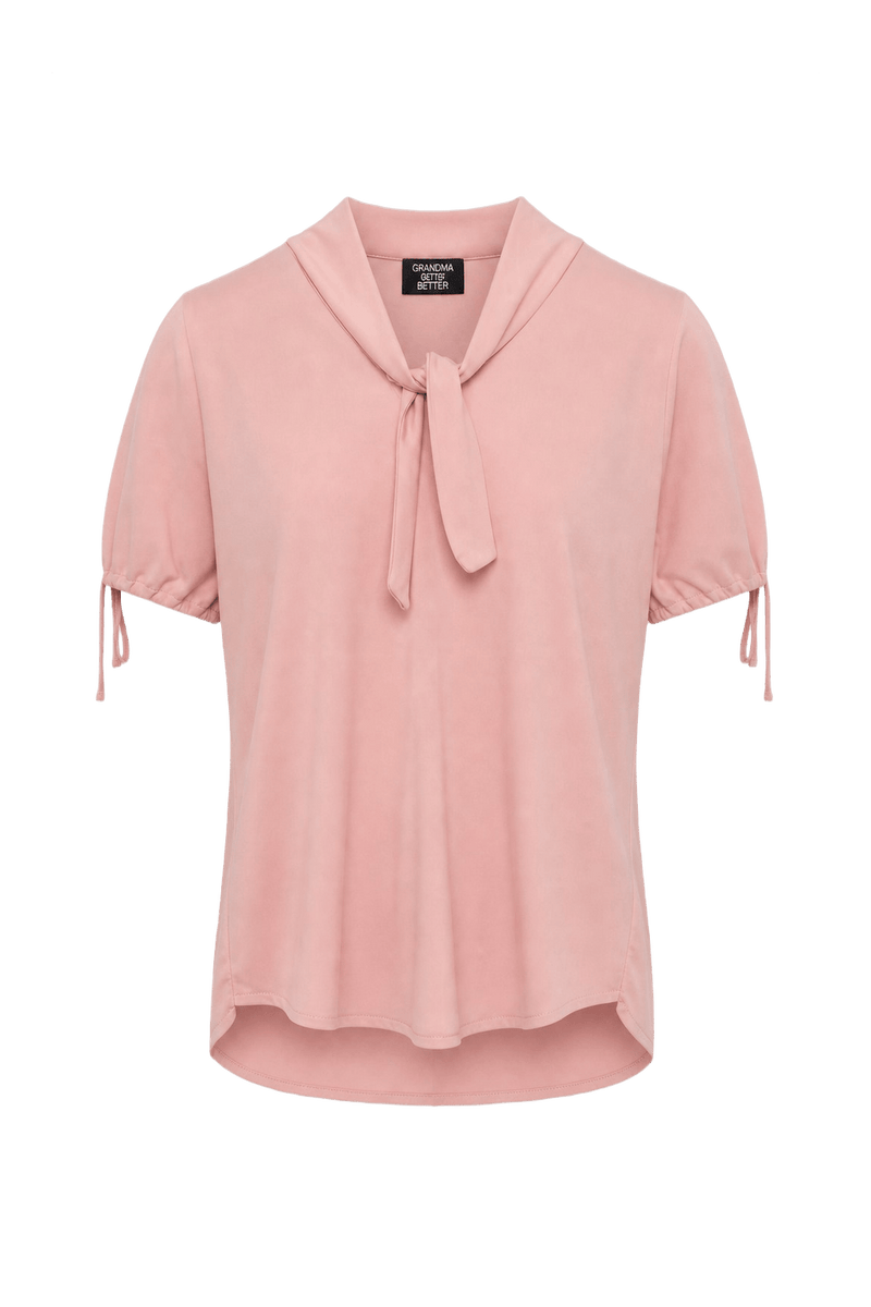 1970s Pastel Pink Polyester Blend Blouse - Front View