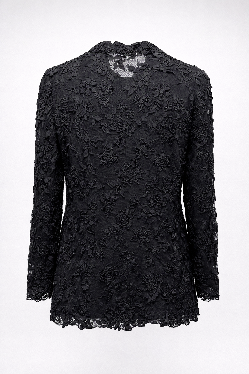 1990s Black Lace Blouse - Back View