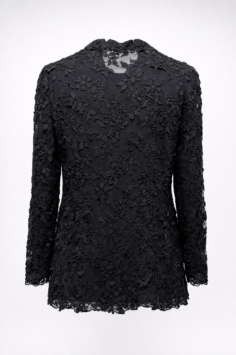 1990s Black Lace Blouse - Back View