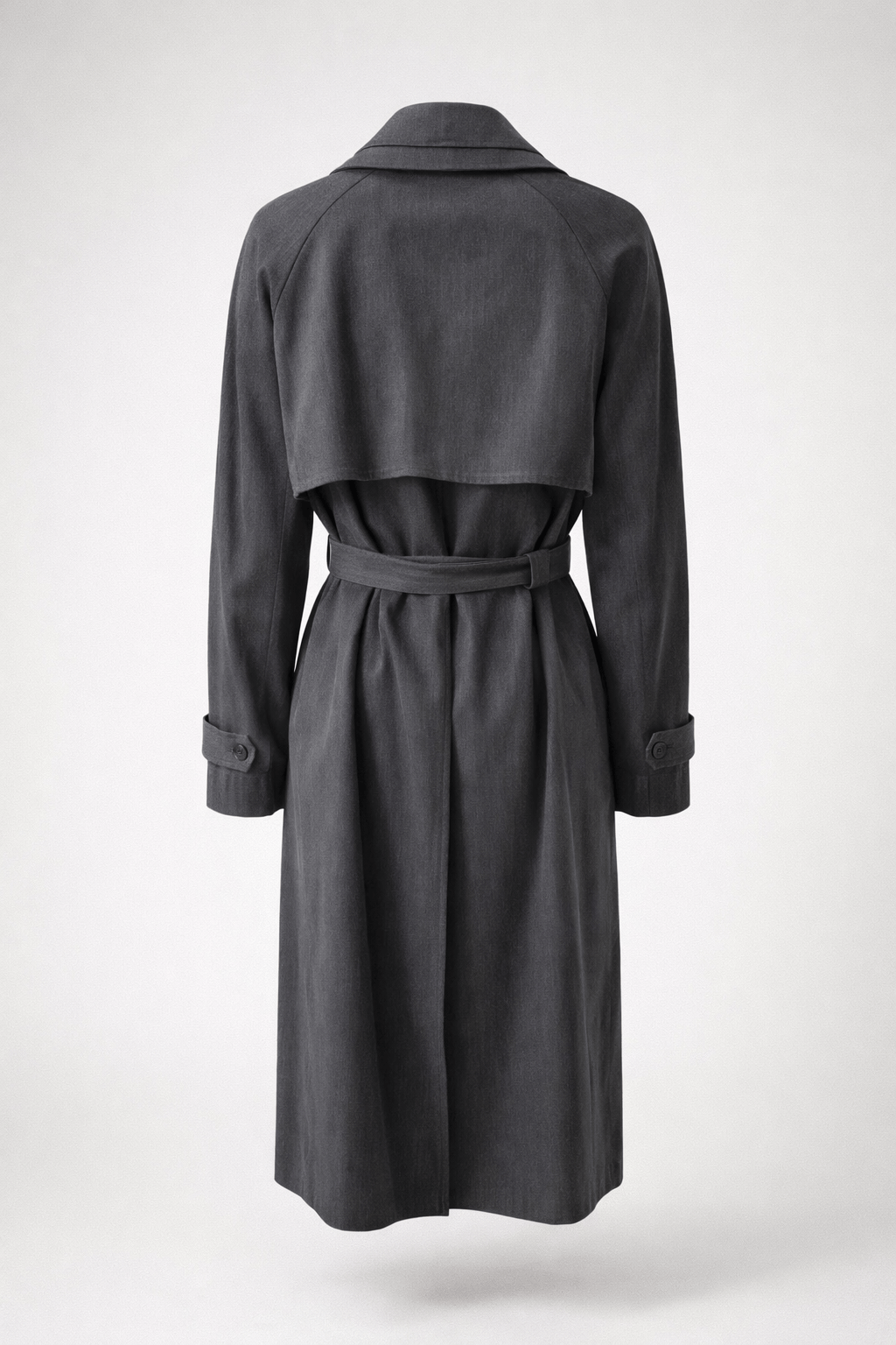1980s Grey Wool Coat - Back View