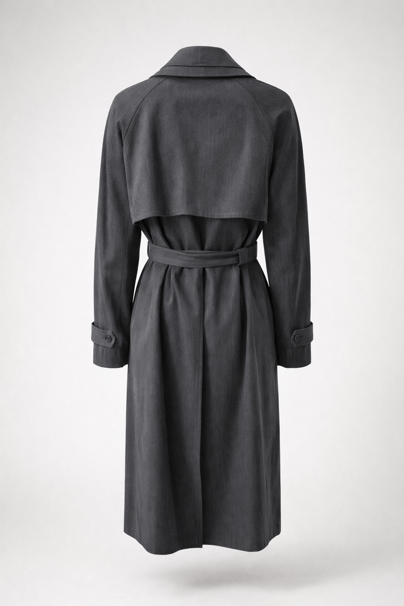 1980s Grey Wool Coat - Back View