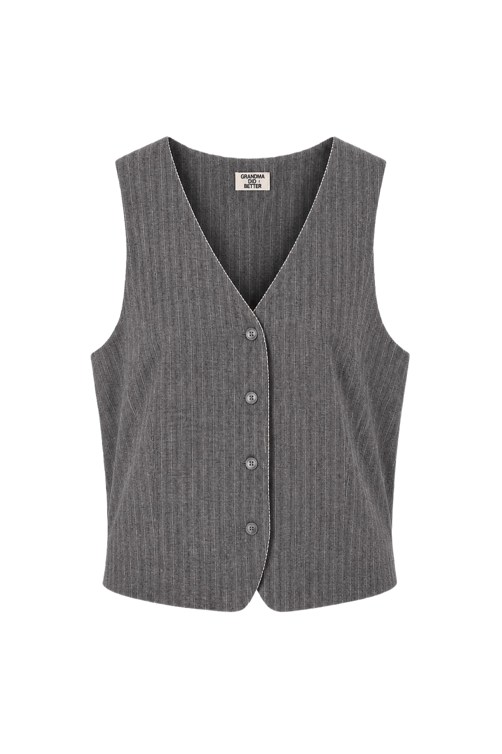 1970s Charcoal Grey Wool Blend Vest - Front View