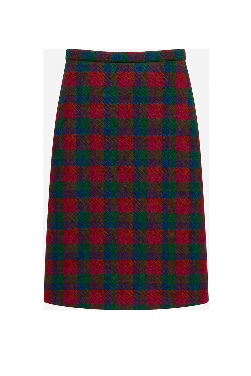 1970s Multicolor Wool Blend Skirt - Front View