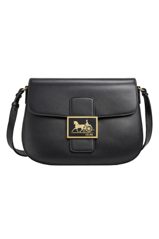 1980s Black Leather Bag - Front View