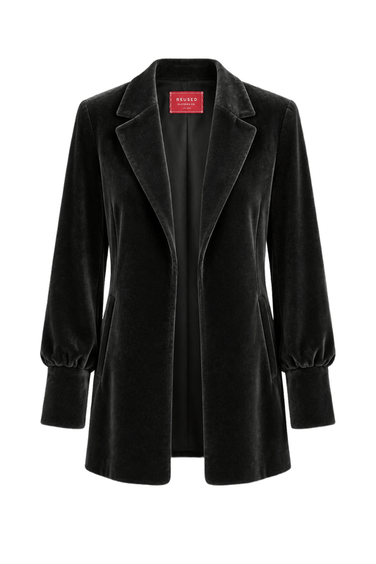 1930s Black Velvet Blazer - Front View