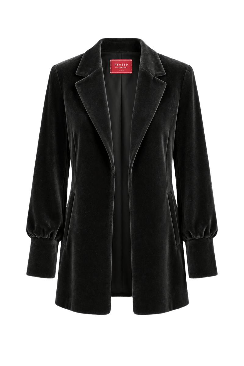 1930s Black Velvet Blazer - Front View