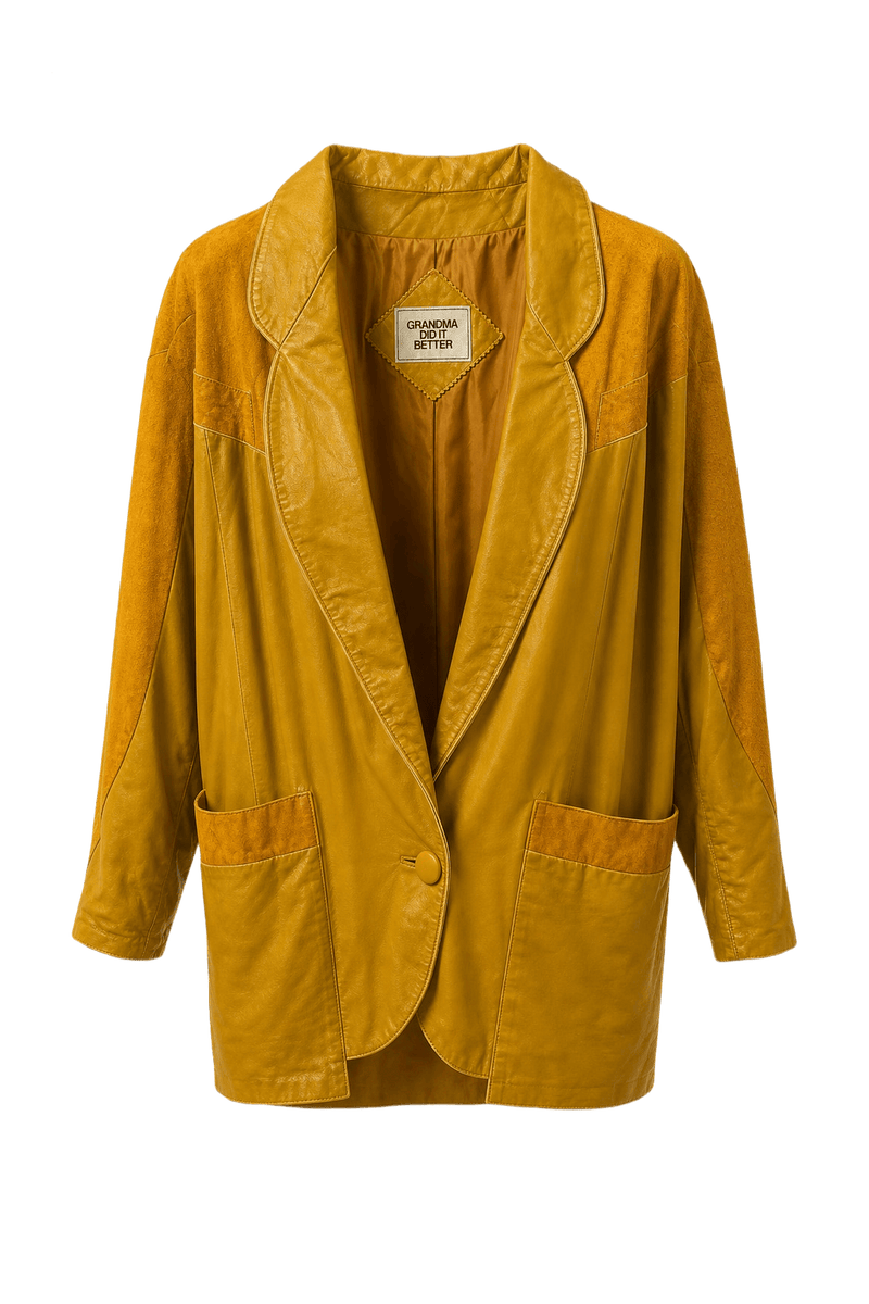 1980s Bright Yellow Polyester Blazer - Front View