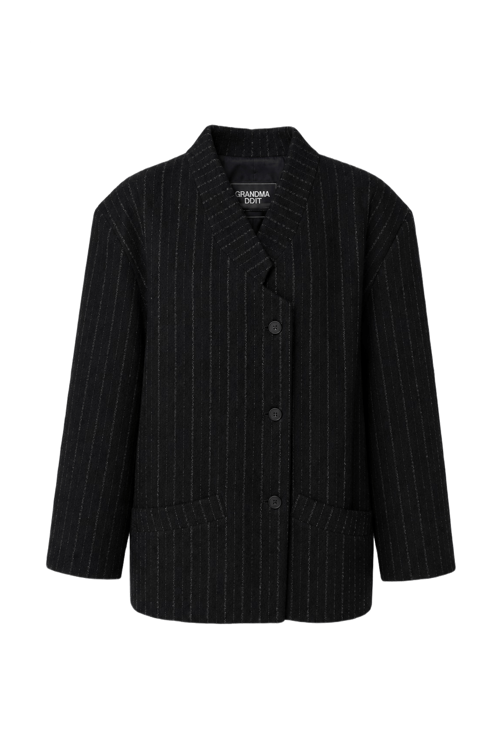 1980s Black Wool Blend Blazer - Front View