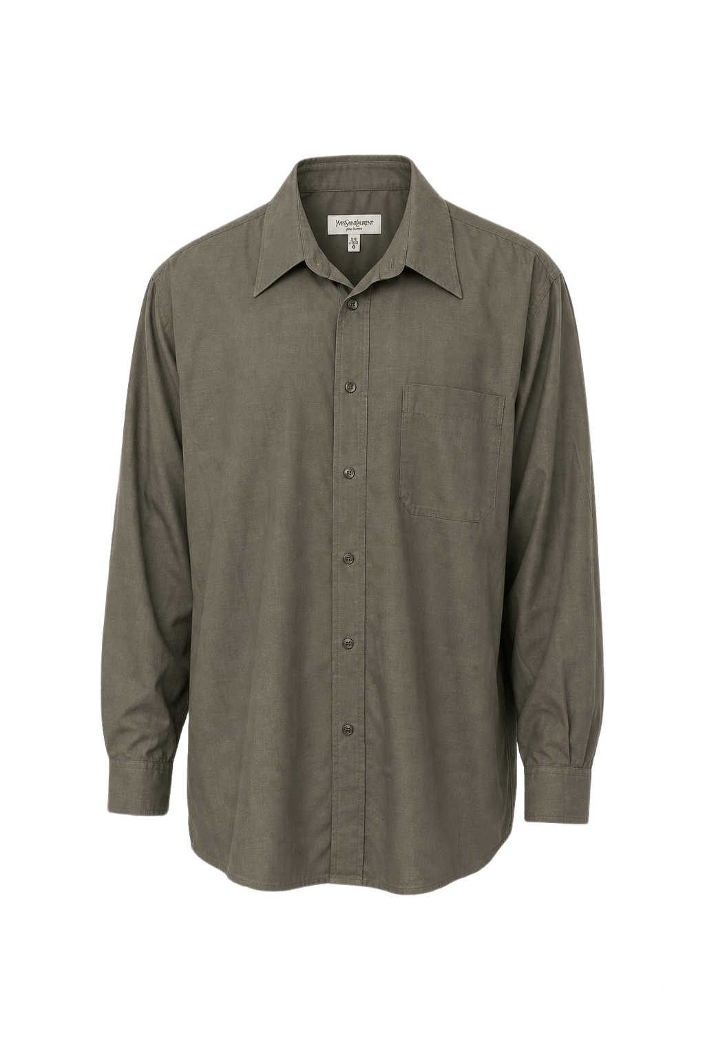 1990s Olive Green Cotton Button-Down Shirt - Front View