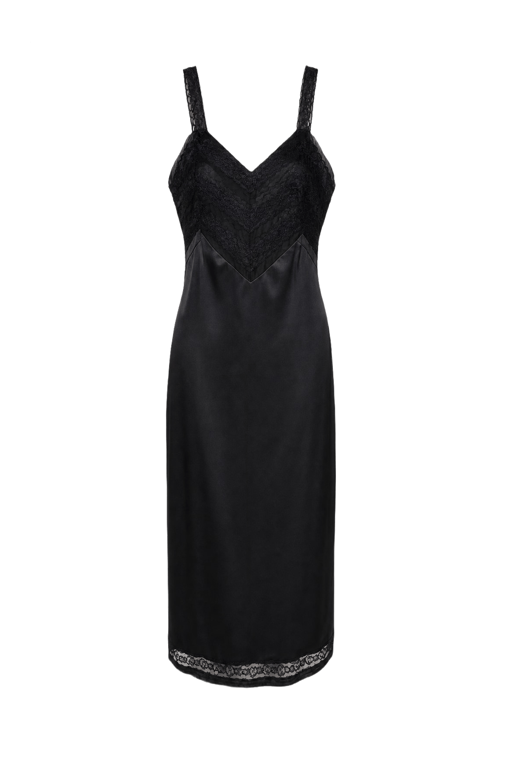 1960s Black Nylon Midi Dress - Front View
