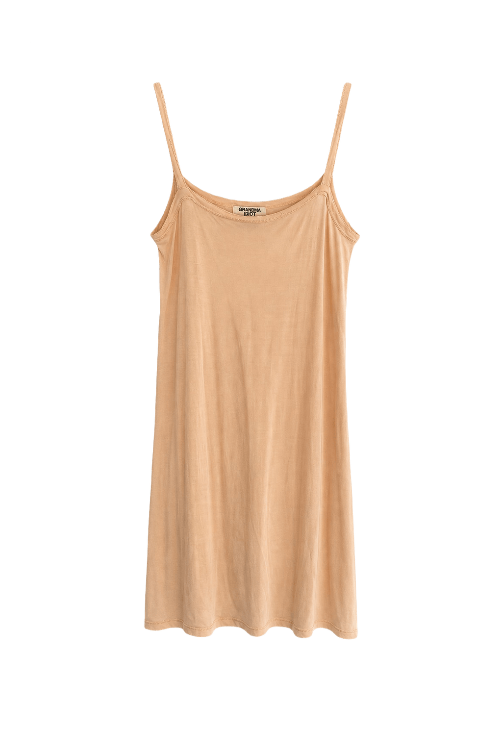 1970s Peach Nylon Blend Slip Dress - Front View