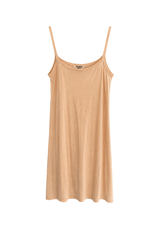1970s Peach Nylon Blend Slip Dress - Front View