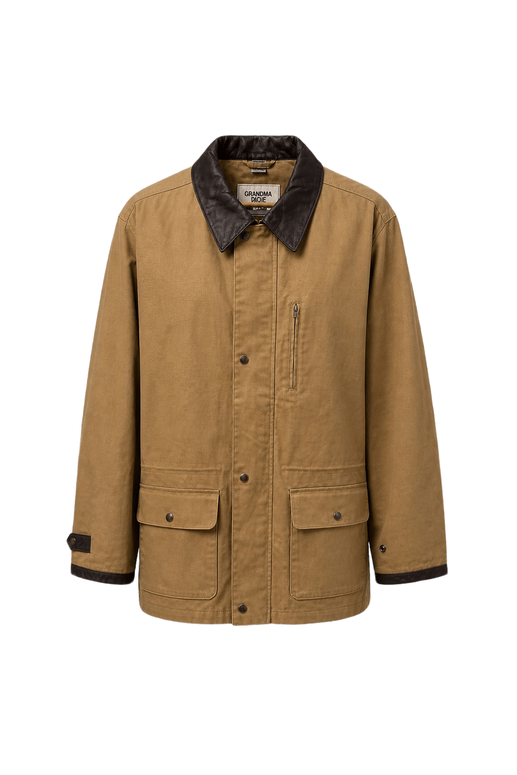 1980s Khaki Cotton Blend Jacket - Front View