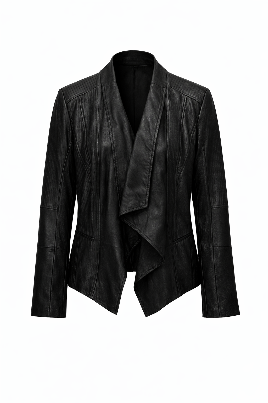 1990s Black Leather Jacket - Front View