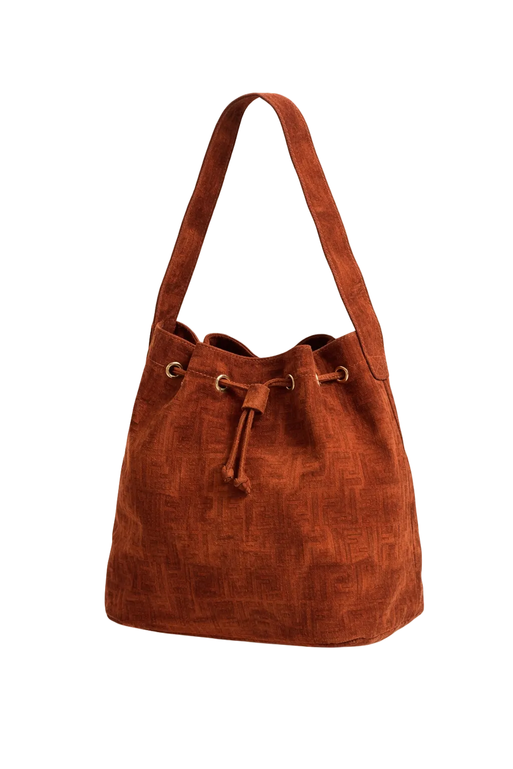 1980s Rust Brown Suede Bag - Front View