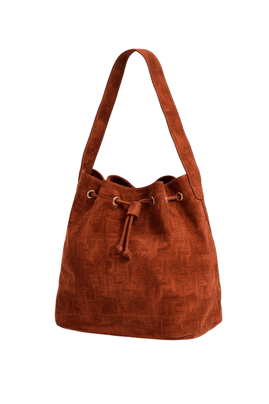 1980s Rust Brown Suede Bag - Front View